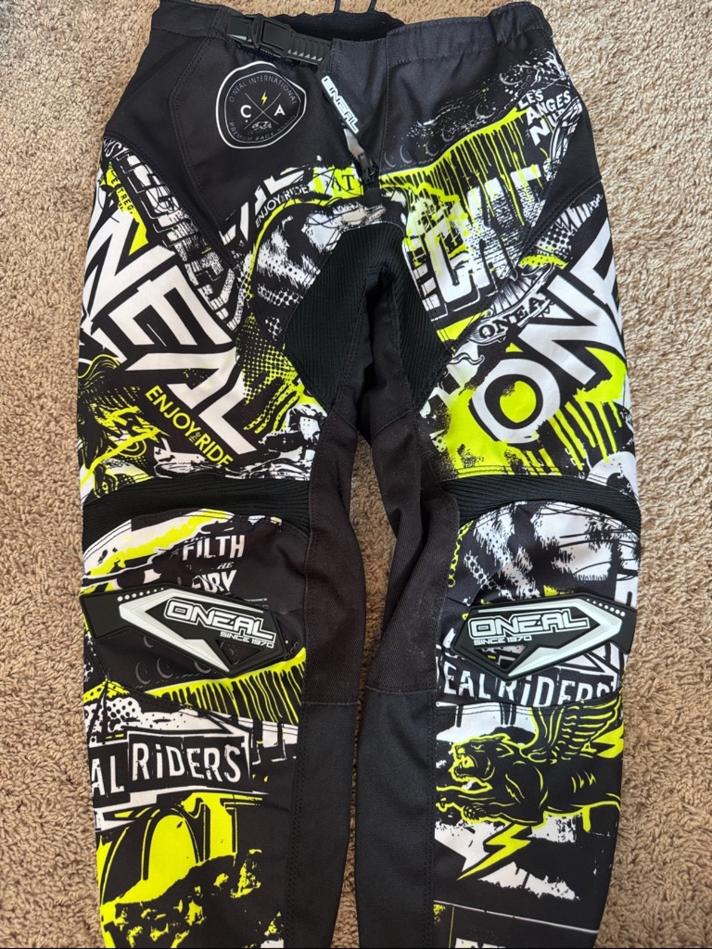 O'Neal Kids Black & Neon Yellow MX Pants
